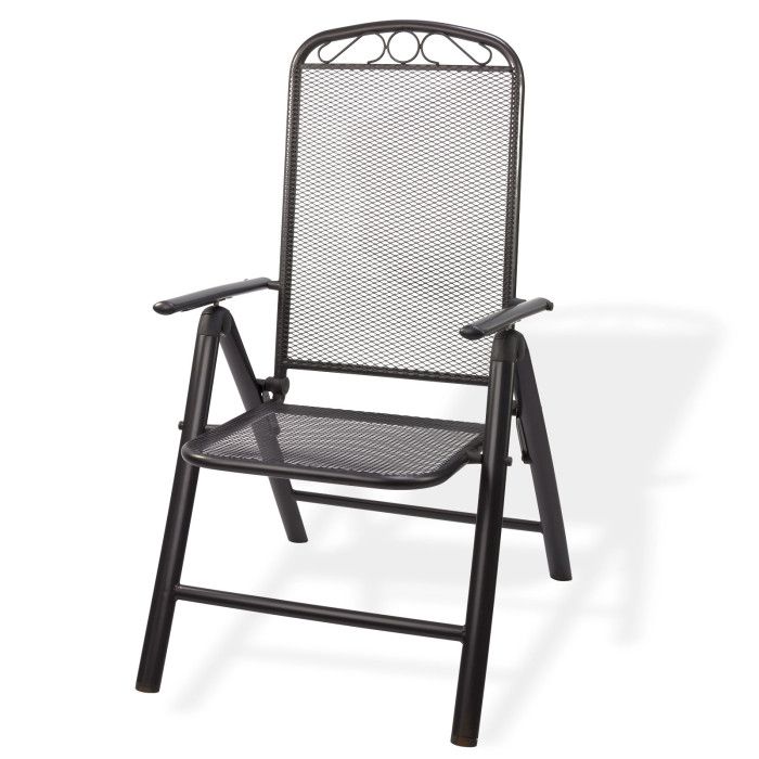 Chaise de jardin en m&eacute;tal maill&eacute; avec dossier inclinable "Chicago"