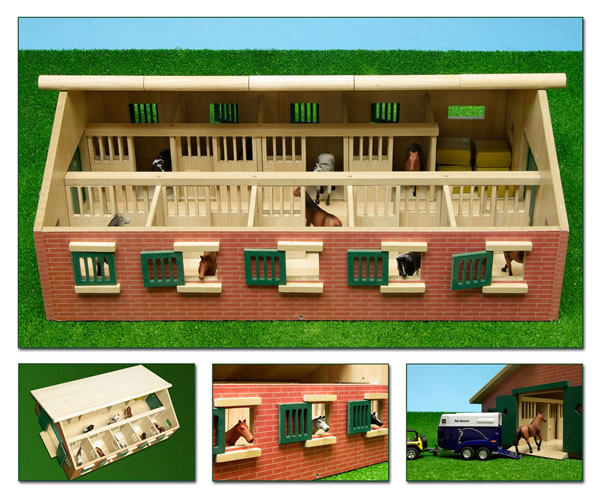Ecurie 9 boxes en bois - 62 x 42,5 x 22 cm - Ferme 1:32
