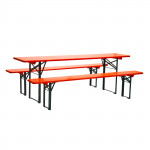 Table + bancs de brasserie 2200 x 500 mm - orange