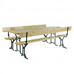 Table et bancs de brasserie - Ensemble de jardin 3 pces 220 x 60 cm